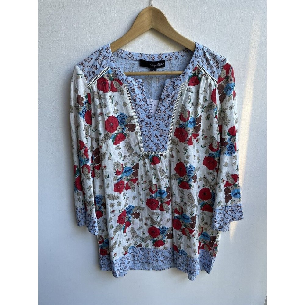 Sonja Betro Women Multicolored Floral 3/4 Sleeve Blouse Top NWT Size S